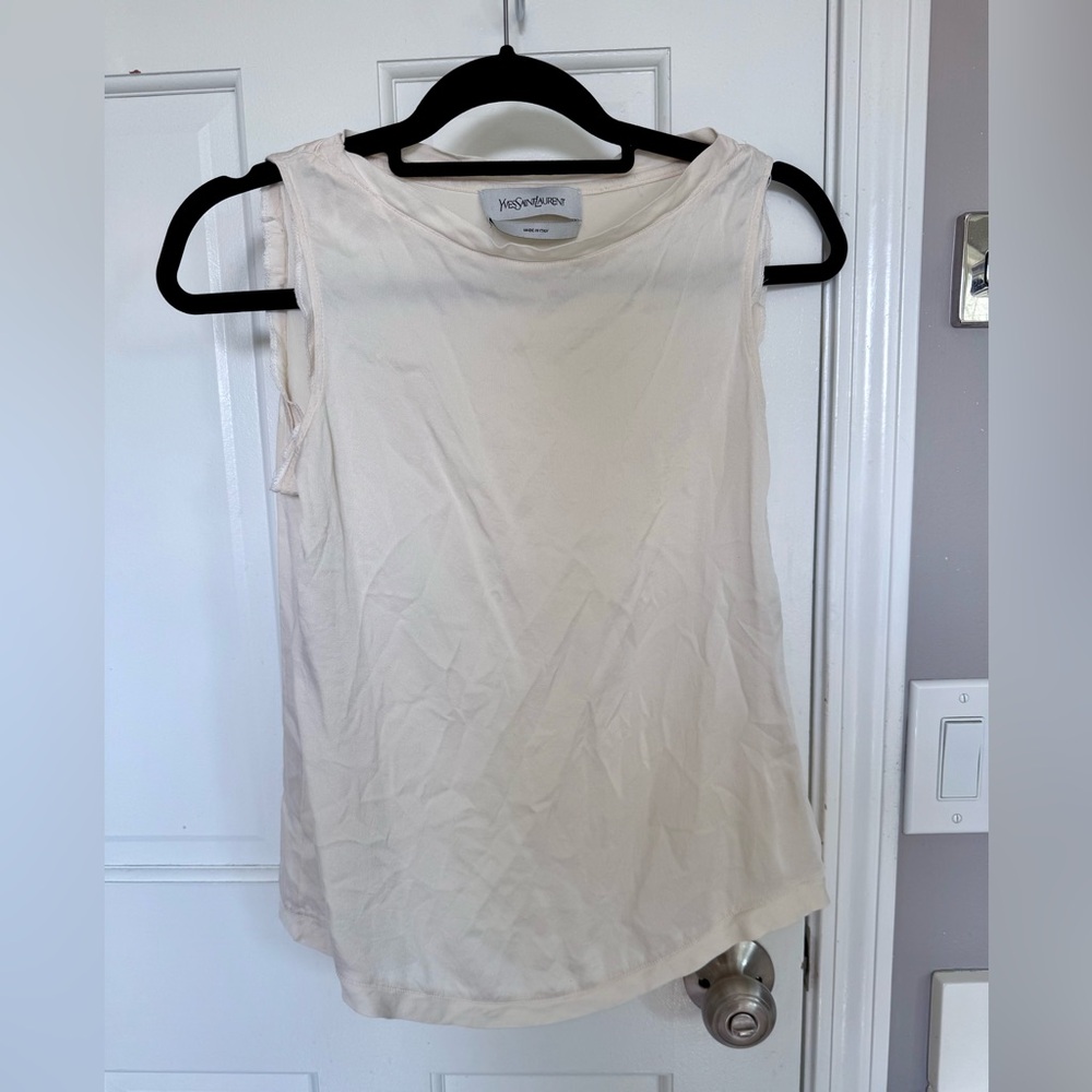 Yves Saint Laurent Cream White Ecru Silk blouse